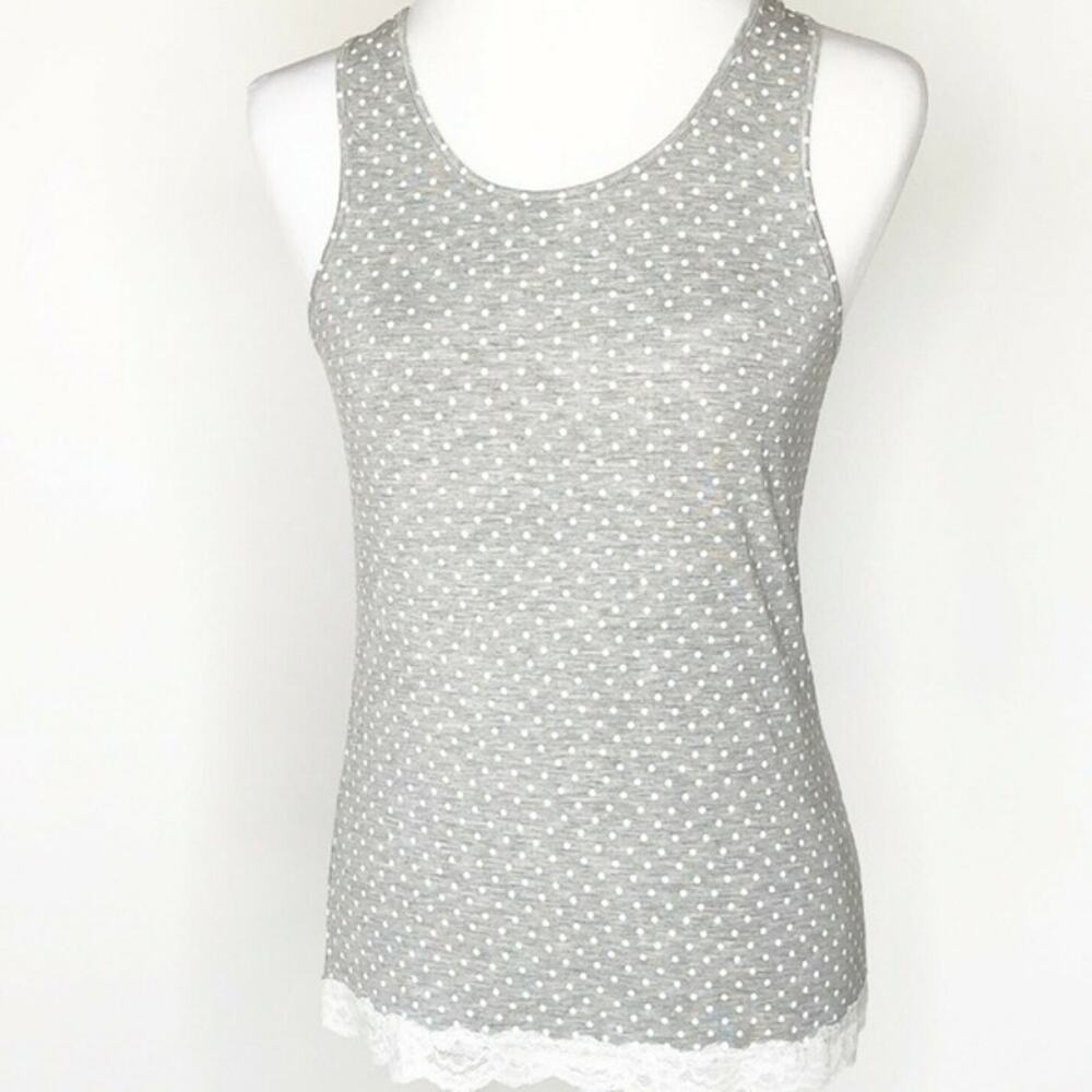 Polka dot Tank top lace detail size small NEW!!